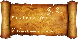 Zink Krisztofer névjegykártya